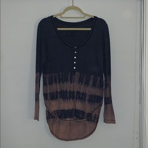 free people purple tie dye henley size XS